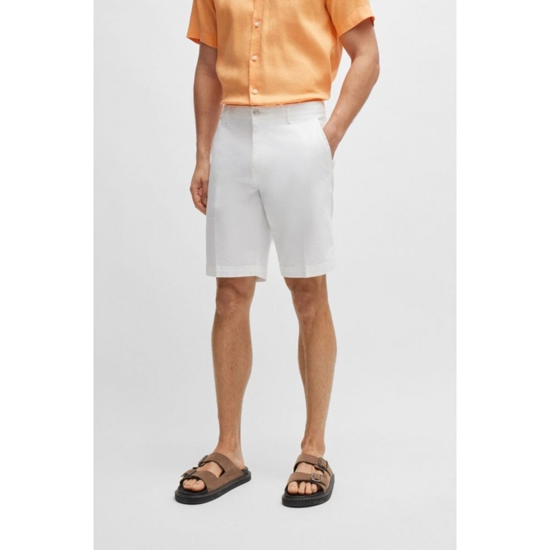 Hugo Boss Mens slim-fit shorts in stretch-cotton twill Size 32 White