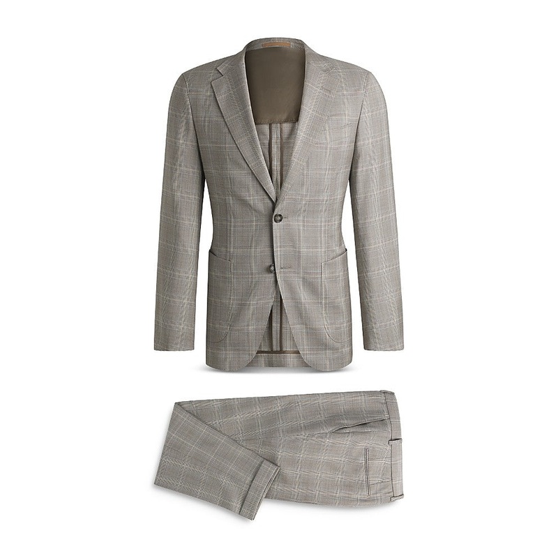 Hugo Boss Mens Slim Fit Suit 40 R  34 x 33 Waist Grey PlaidPlaid
