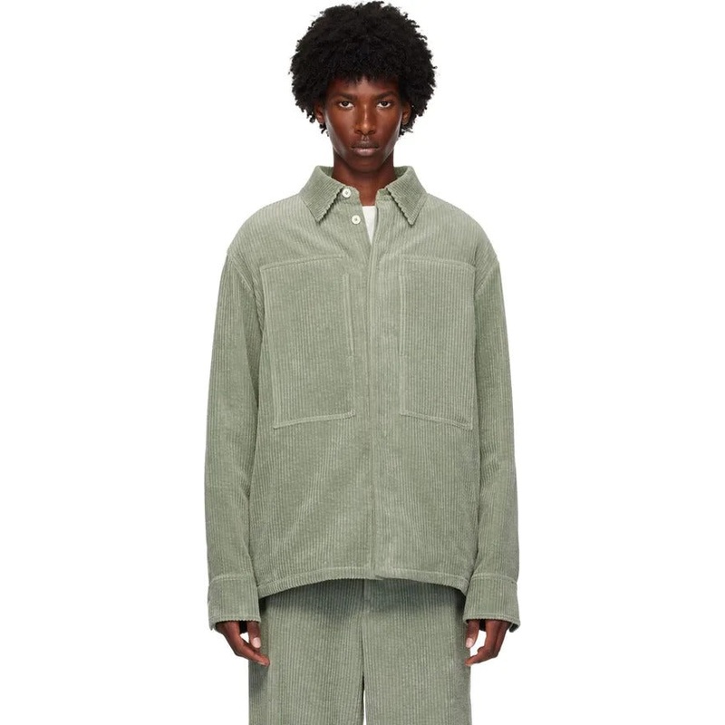Jil Sander Mens Corduroy Overshirt Shirt Jacket EU 50 US Large Green Lined