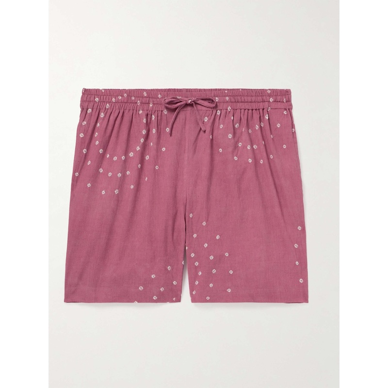 KARDO Olbia Straight-Leg Tie-Dyed Cotton Drawstring Shorts XL Pink