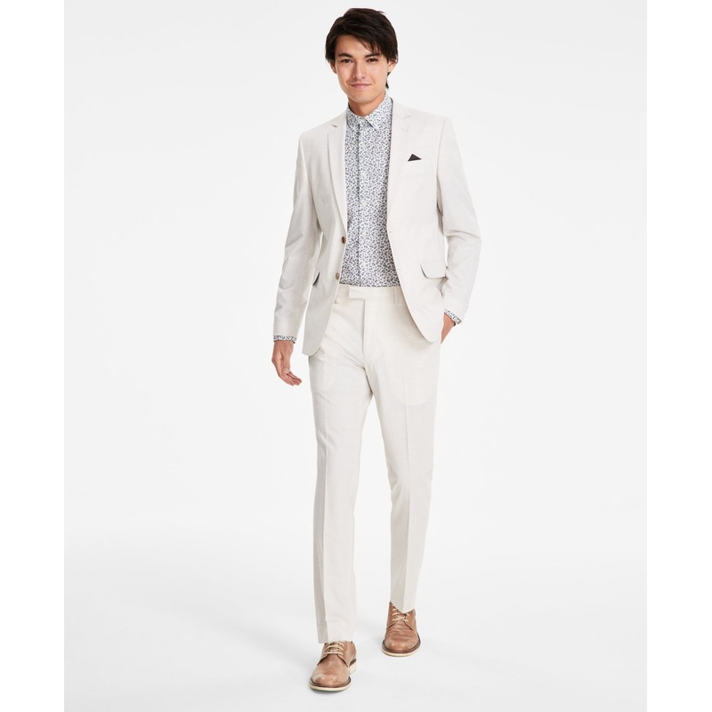 Nick Graham Mens Slim fit 2 Piece Suit 42 R / 36 Waist Beige Solid