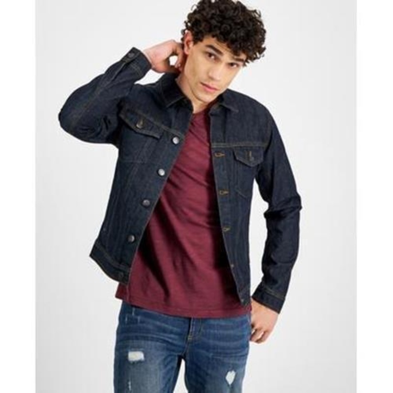 Sun + Stone Men's John Denim Trucker Jacket Small Dark Blue Wash