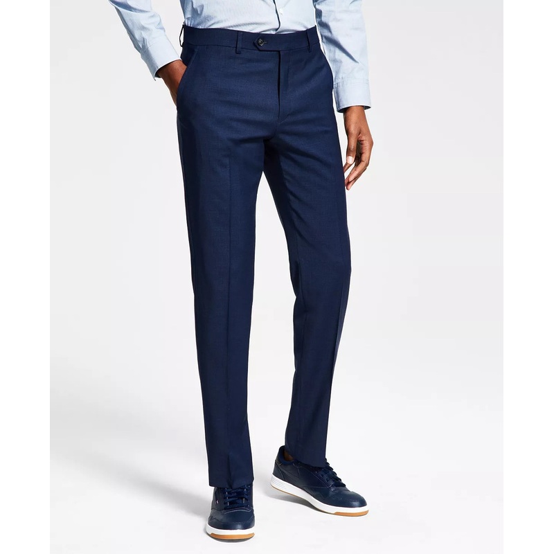 Tommy Hilfiger Mens Modern Fit TH Flex Suit Dress Pants Blue 42 x 30 Sharkskin