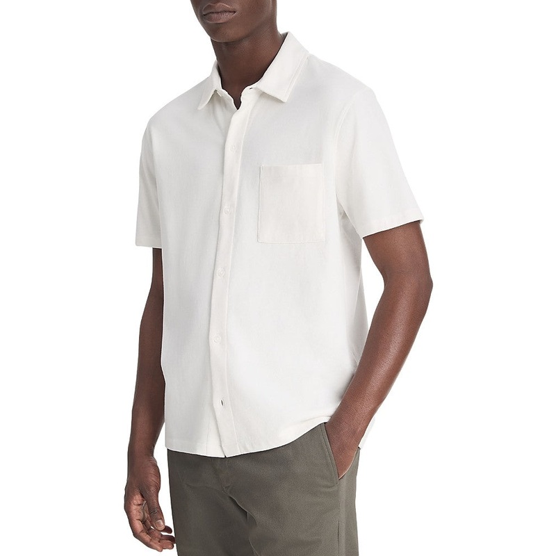 Vince Mens Regular fit Short Sleeve Button-Up Shirt XL White Solid