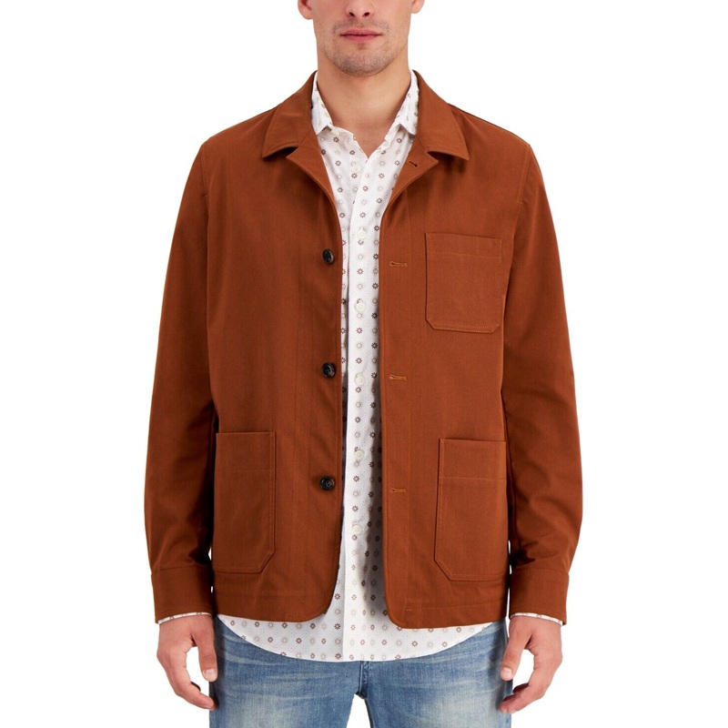 Alfani Men's Regular-Fit Solid Shirt Jacket Tortoise Shell 2XL