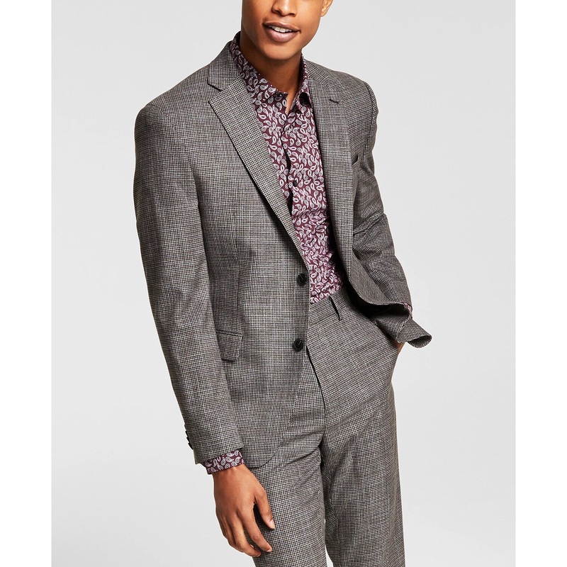 Alfani Men's Slim-Fit Brown Black Mini-Check Suit Jacket 40R