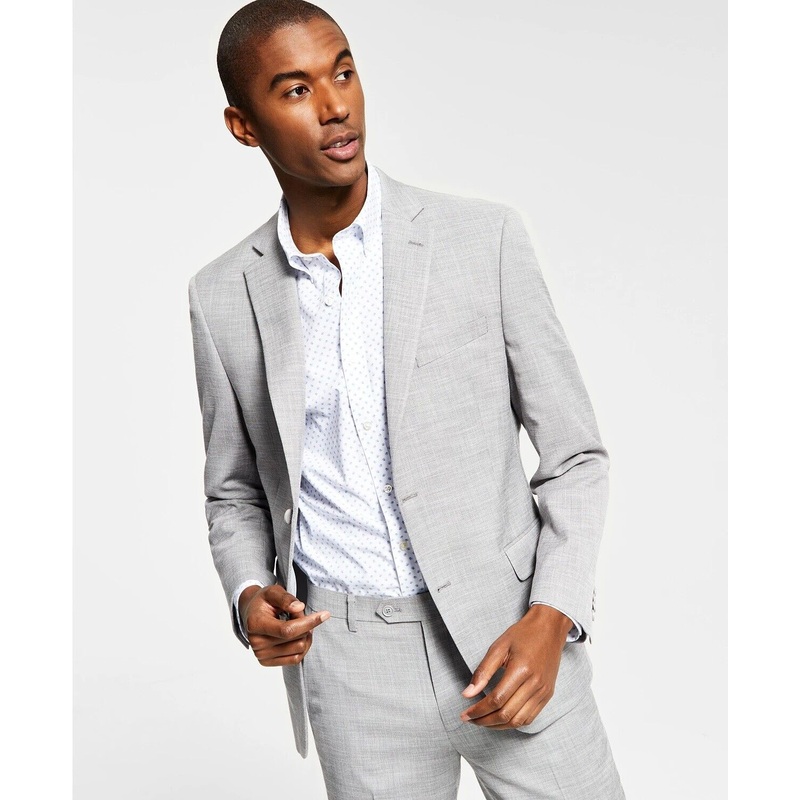 Alfani Men's Slim-Fit Solid Knit Suit Jacket 38S Light Grey Sport Coat