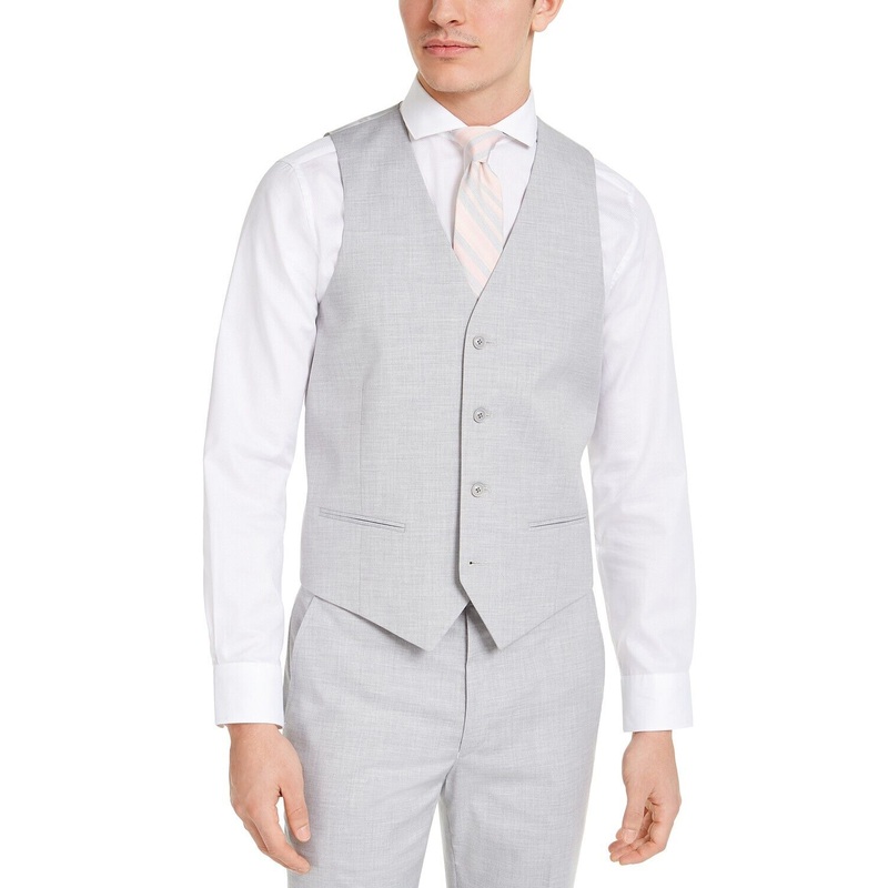 Alfani Men's Slim-Fit Stretch Solid Suit Vest Light Grey XL
