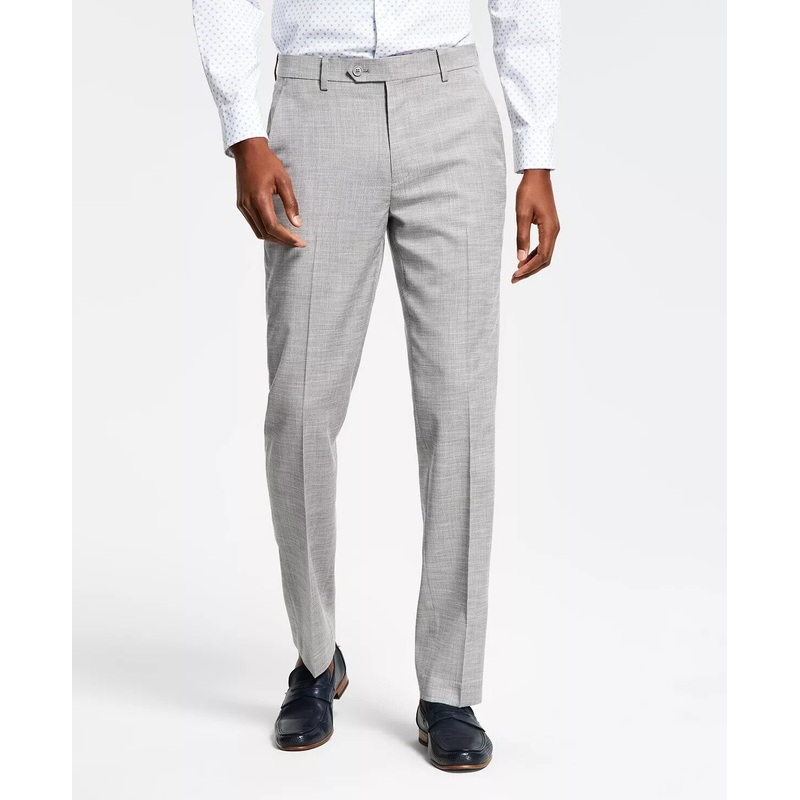 Alfani Men's Suit Dress Pants 40 X 32 Grey Slim-Fit Solid Knit