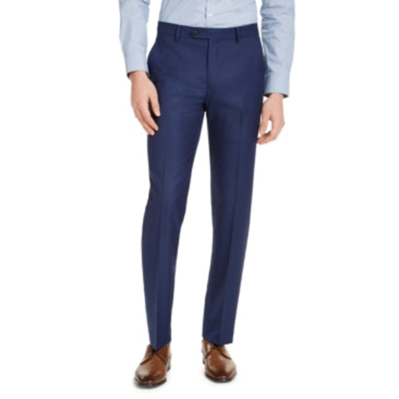 Alfani Mens Slim fit Dress Pants 32 / 32 Blue Solid Stretch