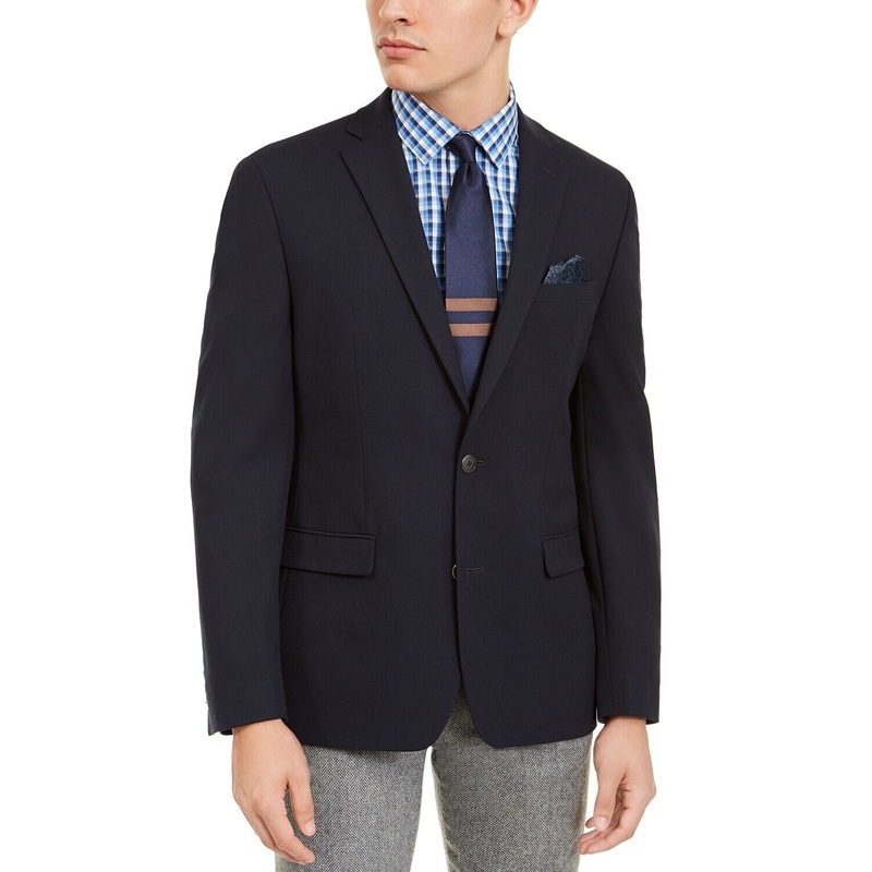 Bar III Men's Navy Blue Suit Jacket 42L Skinny Fit Stretch Wrinkle-Resistant