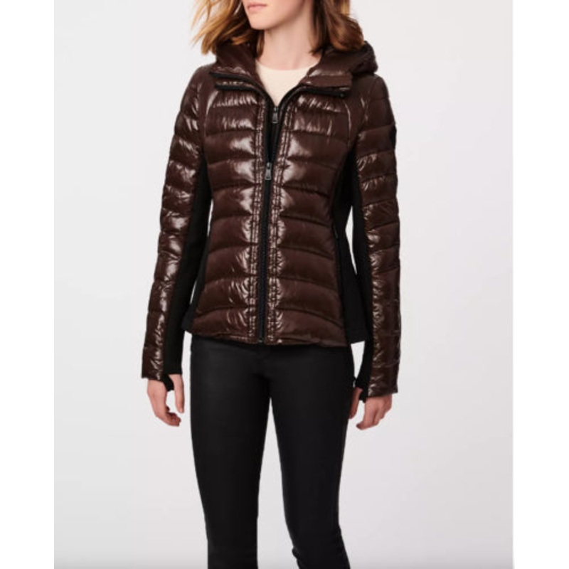 BERNARDO Women's Hooded Packable Puffer Coat Medium Chocolate Brown