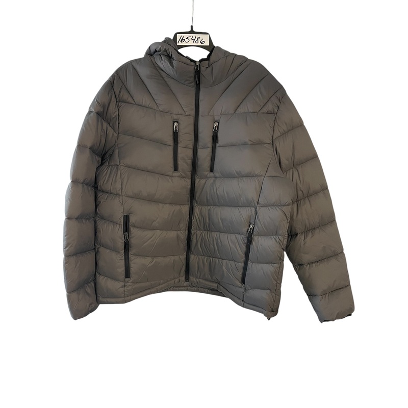 Club Room Mens Puffer Jacket Coat 2XL Grey Hooded Solid