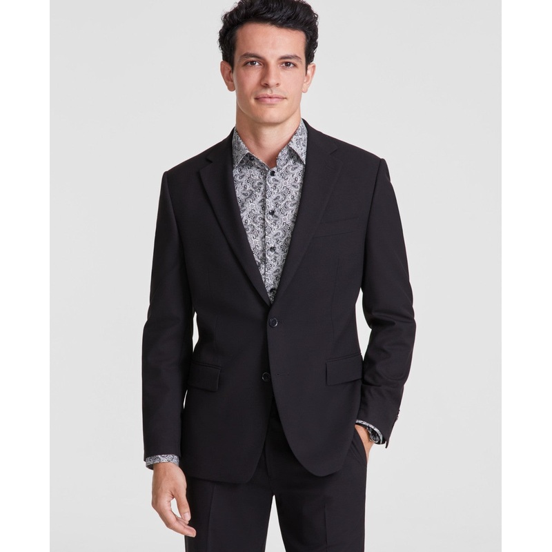 Tallia Mens Slim fit Suit Jacket Blazer 48 R Black Solid