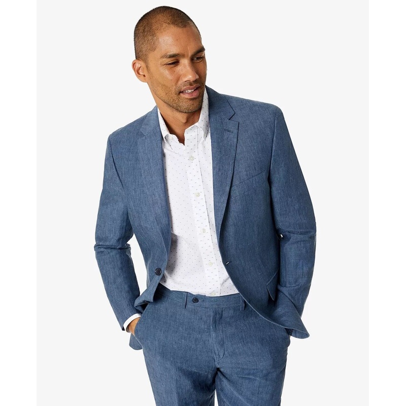 Tommy Hilfiger Men's Modern-Fit Flex Stretch Linen Suit Jacket 40L Mid Blue