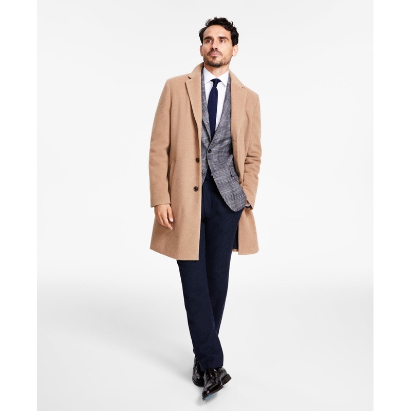Tommy Hilfiger Mens Classic fit Overcoat Coat 42 S Camel Beige
