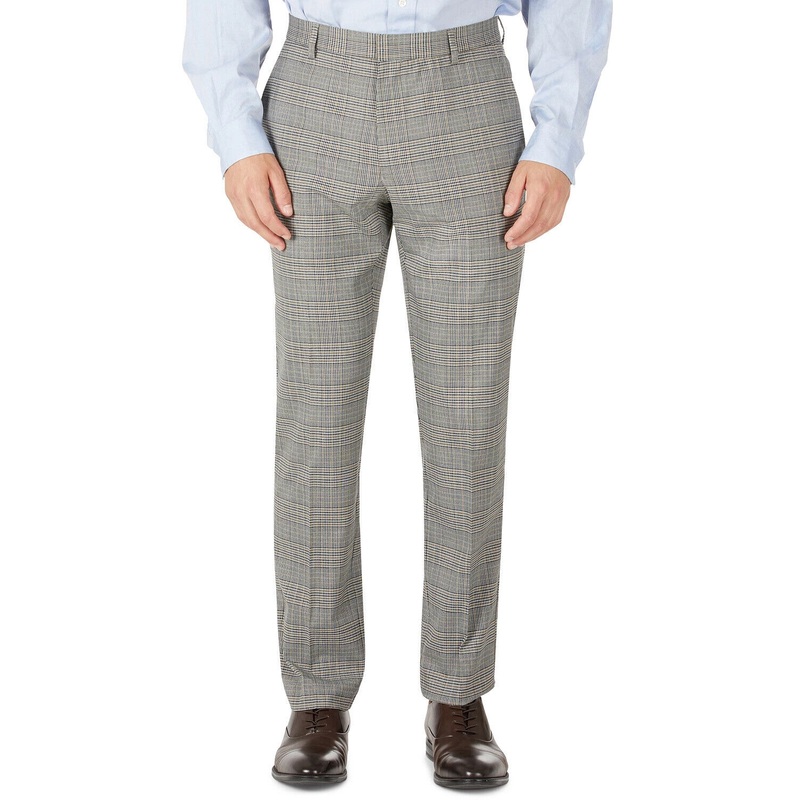 Tommy Hilfiger Mens Pants 32 x 30 Tan Modern-Fit Flat Stretch Check Performance