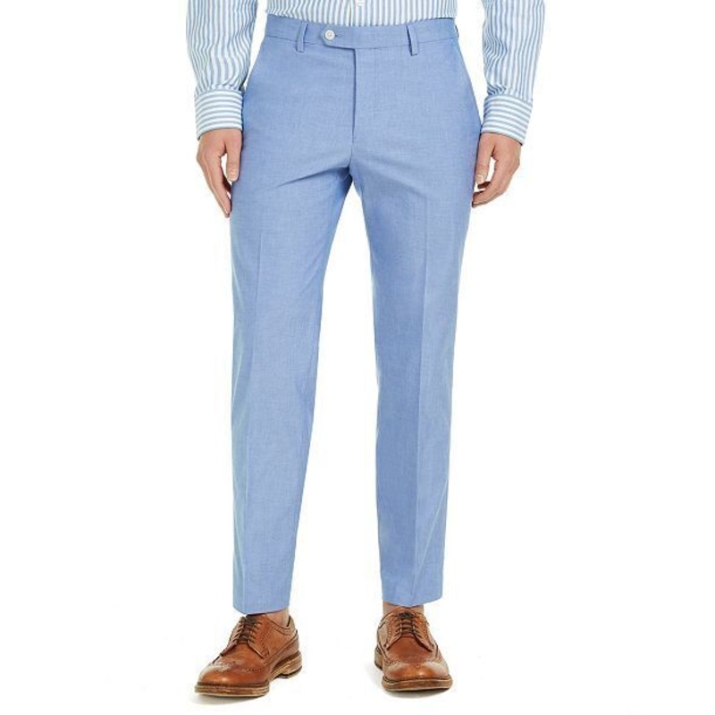 Tommy Hilfiger Modern-Fit TH Flex Stretch Blue Chambray Pants 30 X 32