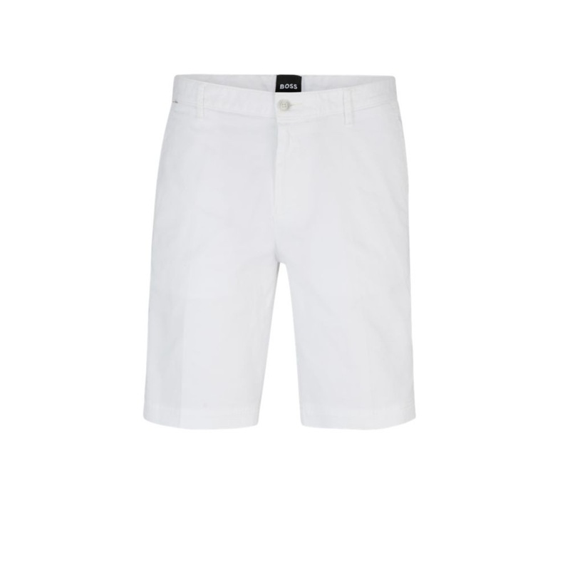 Hugo Boss Mens slim-fit shorts in stretch-cotton twill Size 30 White
