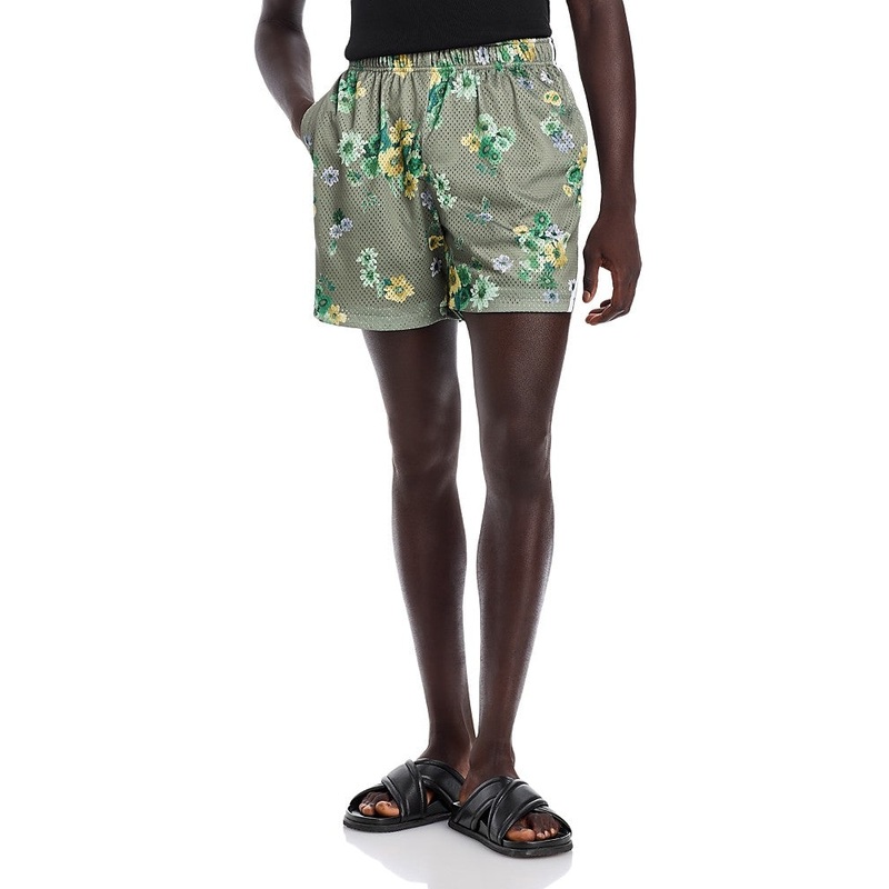 John Elliott Mens Regular Fit  6" Casual Shorts Green Floral Small