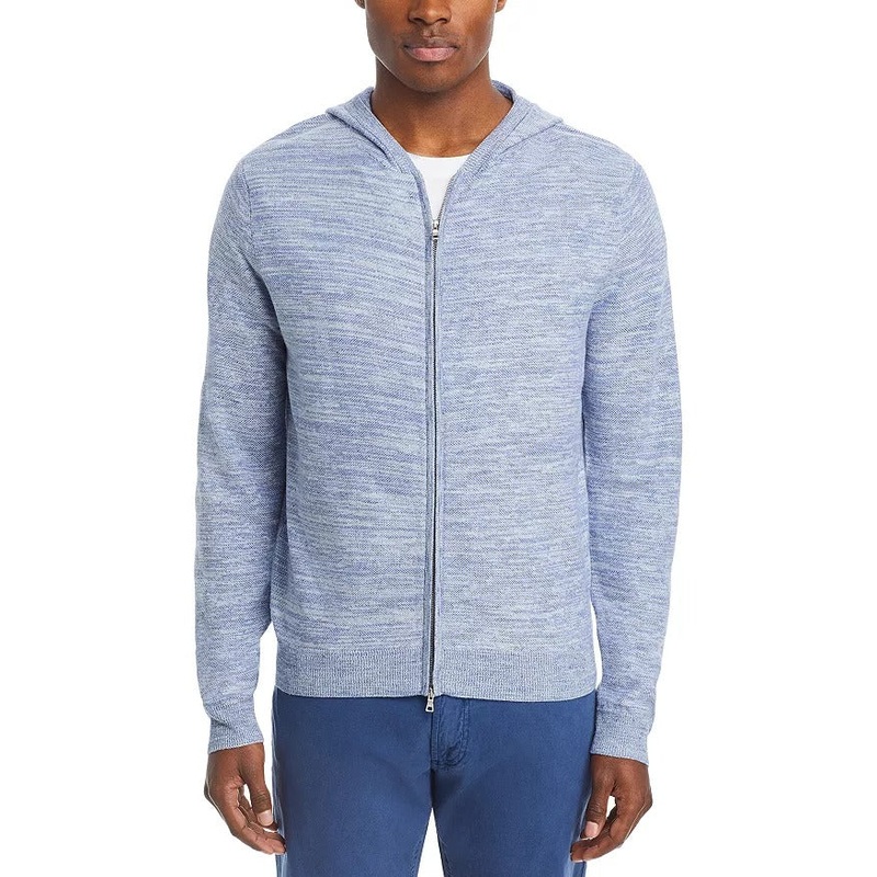 Peter Millar Mens Classic fit Long Sleeve Full Zip Sweater Large Blue Hooded