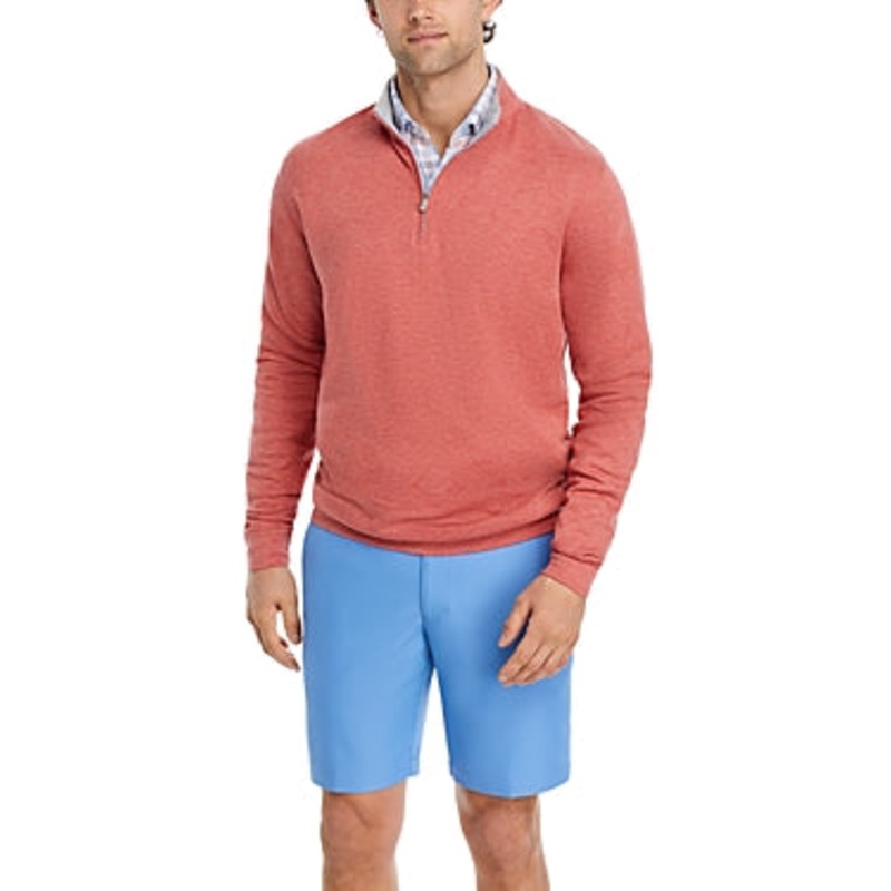 Peter Millar Mens Regular fit Long Sleeve Quarter zip Sweatshirt XXL Red Solid