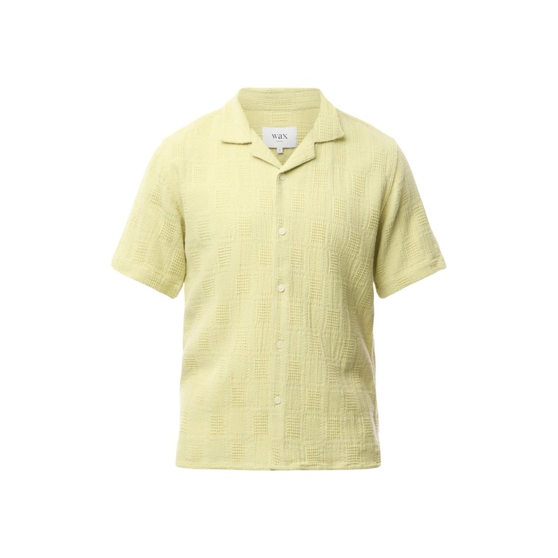 WAX London Mens Regular fit Short Sleeve Button-Up Shirt Large Green Solid