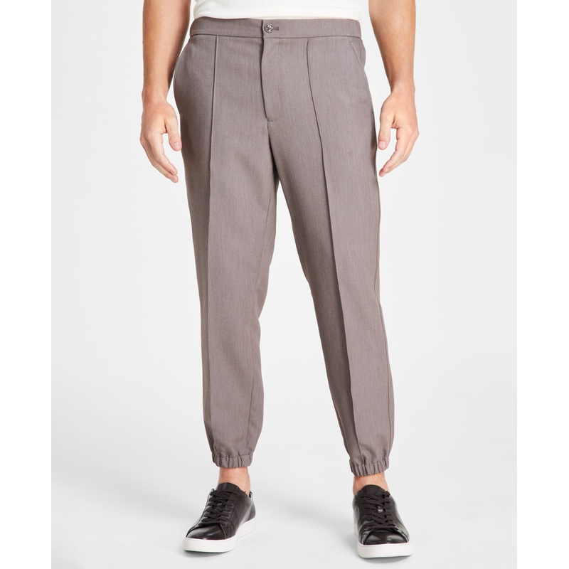 Alfani Mens Regular fit Pin Tuck Pleats Casual Jogger Pants Large / 29 Brown