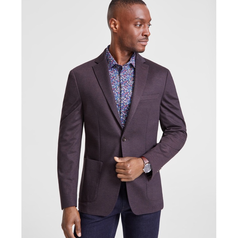 Bar Iii Mens Slim fit Sport Coat Blazer 38 R Red Herringbone