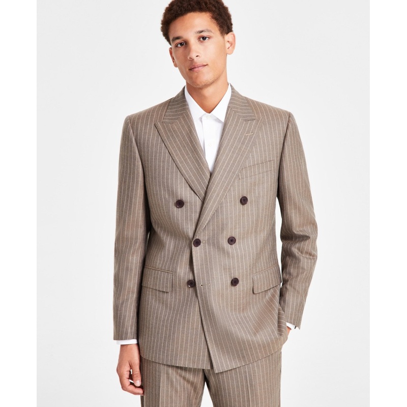 Brooks Brothers Mens Classic fit Double Breasted Suit Jacket Blazer 44 R Beige