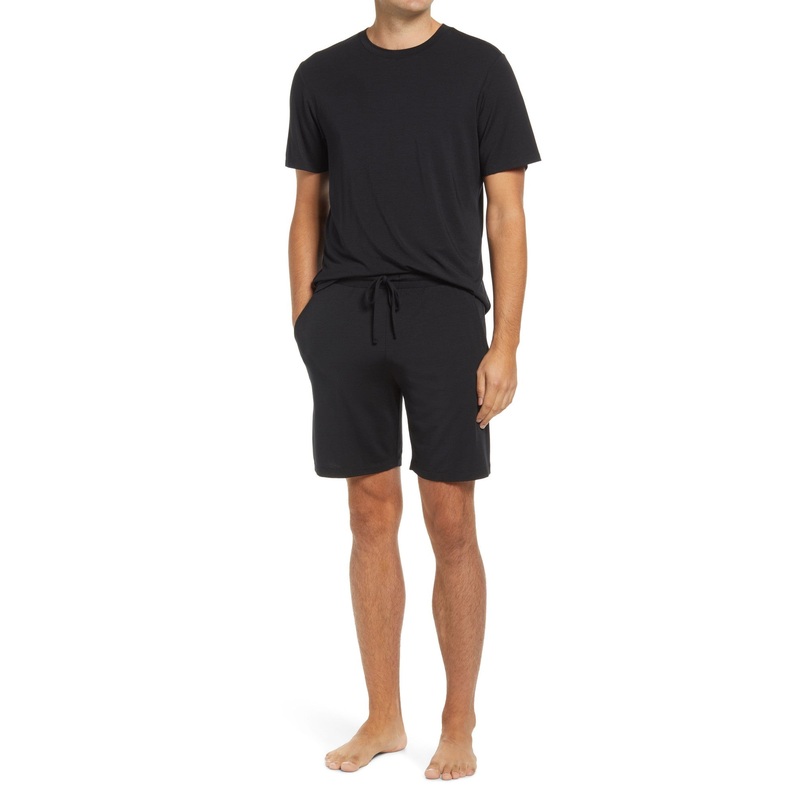 Eberjey Mens Regular fit Short Sleeve T Shirt Shorts Pajama Set Small Black