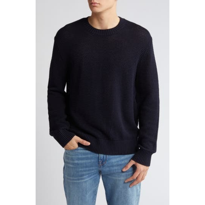Frame Mens Regular fit Long Sleeve Crewneck Sweater Large Crew Neck Blue Solid