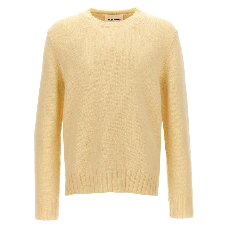 Jil Sander Mens Regular fit Long Sleeve Crewneck Sweater 48 IT Yellow Solid