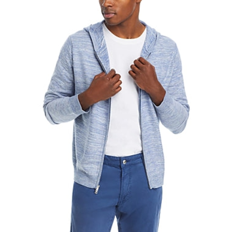 Peter Millar Mens Regular fit Long Sleeve Full Zip Sweater XXL Light Blue Hooded
