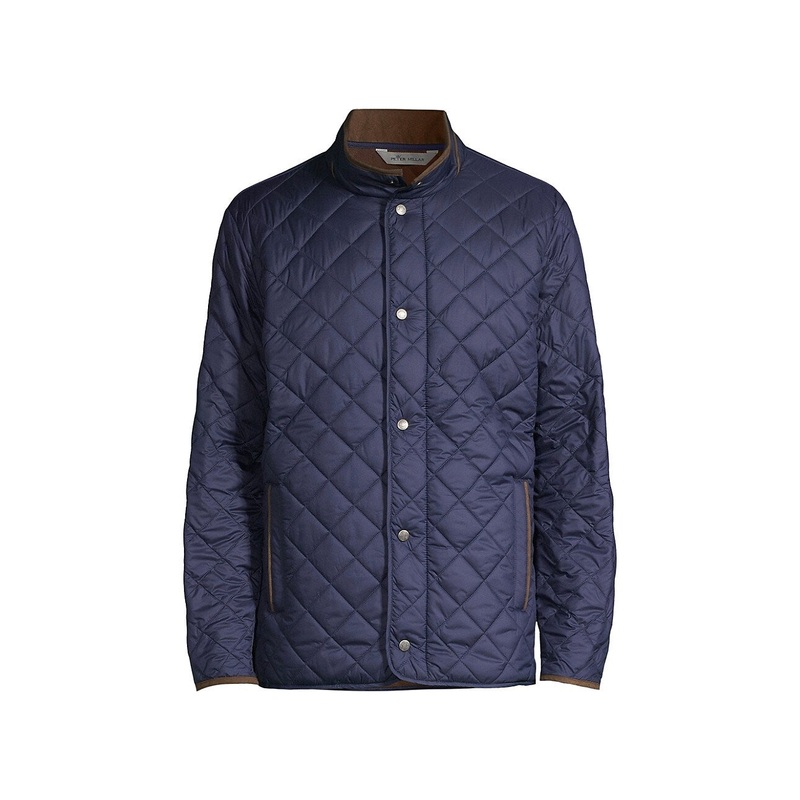 Peter Millar Mens Regular fit Quilted Coat Small Navy Blue Solid