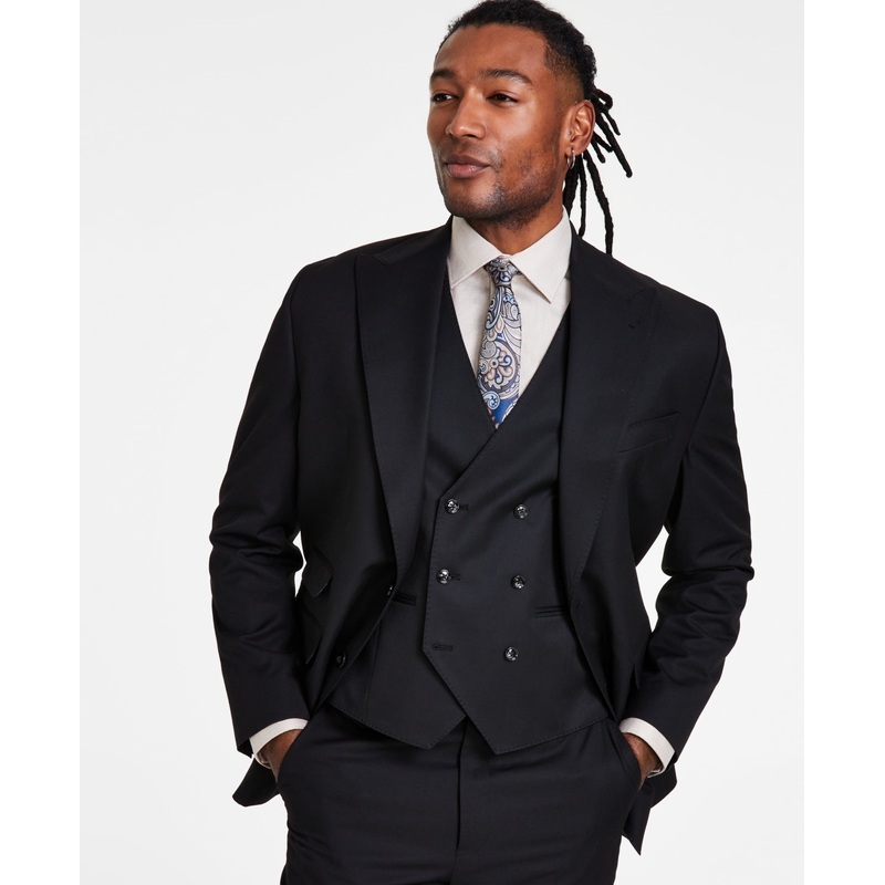 Tayion Collection Mens Classic fit Sport Coat Blazer 44 R Black Solid