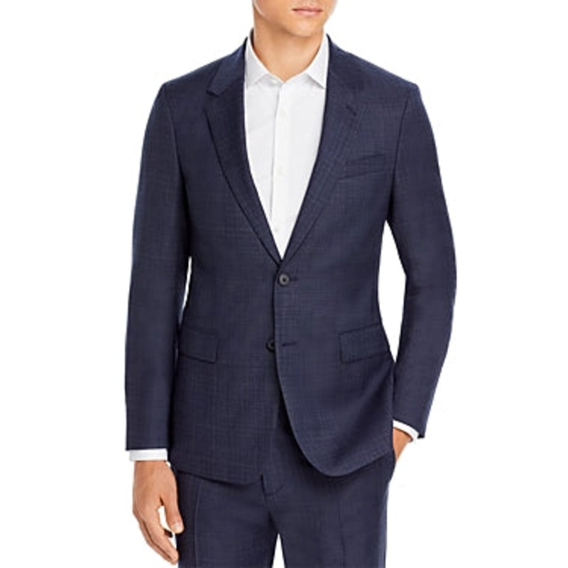 Theory Mens Chambers Slim fit Suit Jacket Blazer 42 R Blue Plaid Stretch