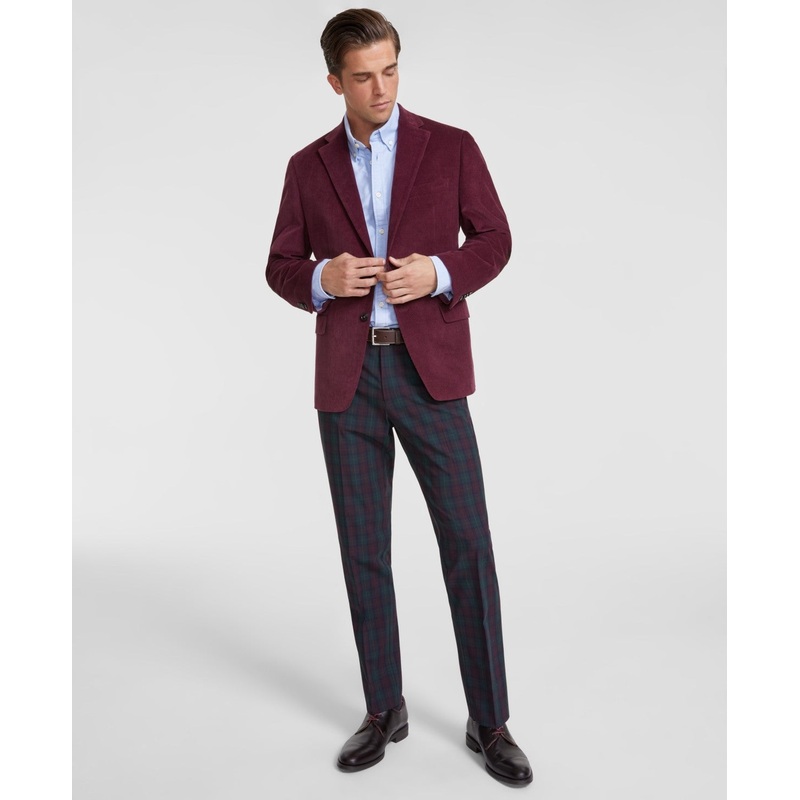 Tommy Hilfiger Mens Modern fit Sport Coat Blazer 46 R Burgundy  Red Solid