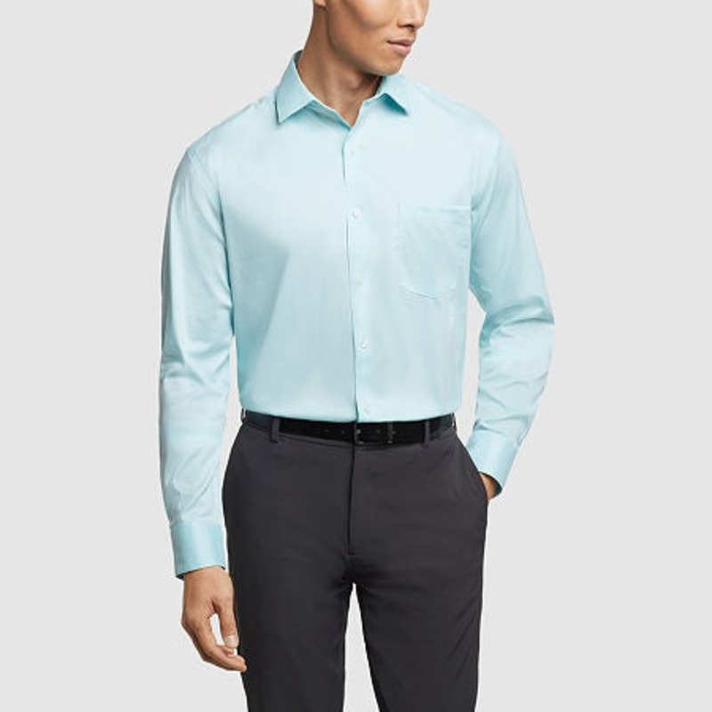 Van Heusen Men's Flex Collar Regular Fit Dress Shirt - Aqua Water