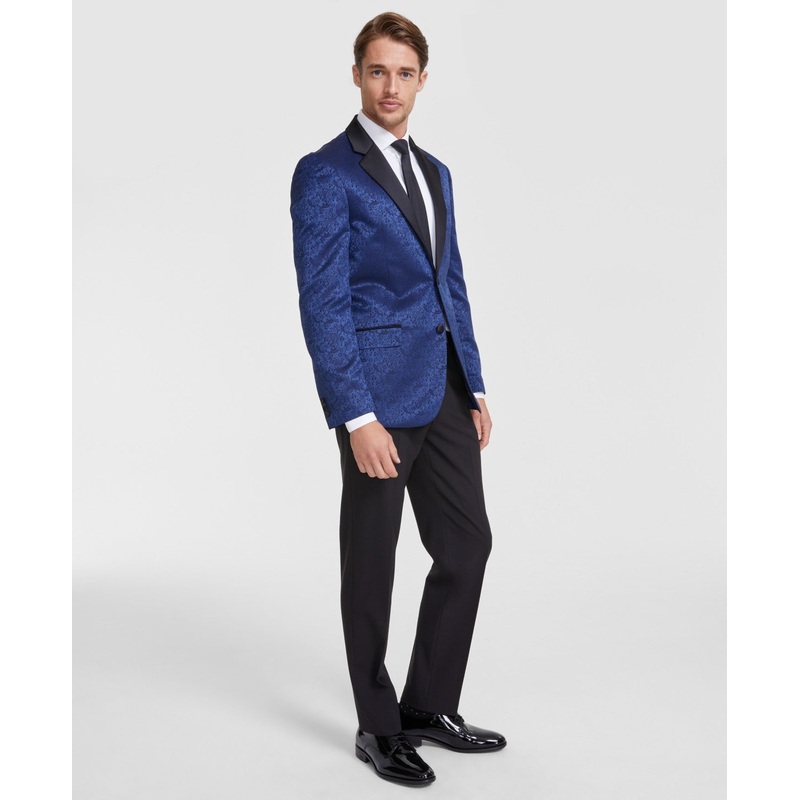 Vince Camuto Mens Slim fit Sport Coat Blazer 38 R Blue Black Floral