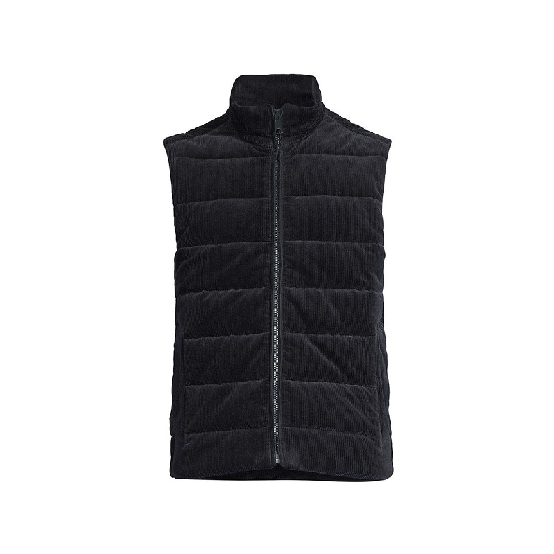 Vince Mens Regular fit Full Zip Corduroy Vest Large Dark Coastal Blue Solid