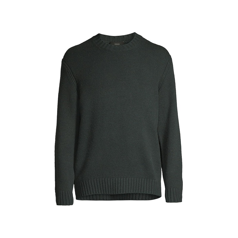 Vince Mens Relaxed fit Long Sleeve Crewneck Sweater XL Crew Neck Green Solid