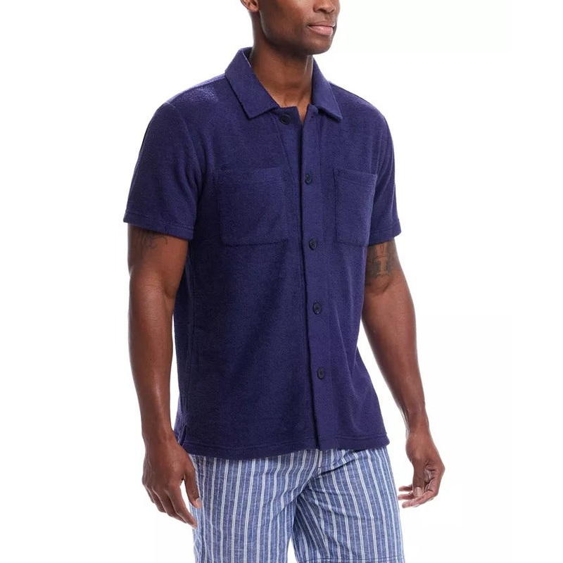 Weatherproof Mens Regular fit Short Sleeve Button-Up Shirt Small Blue Solid