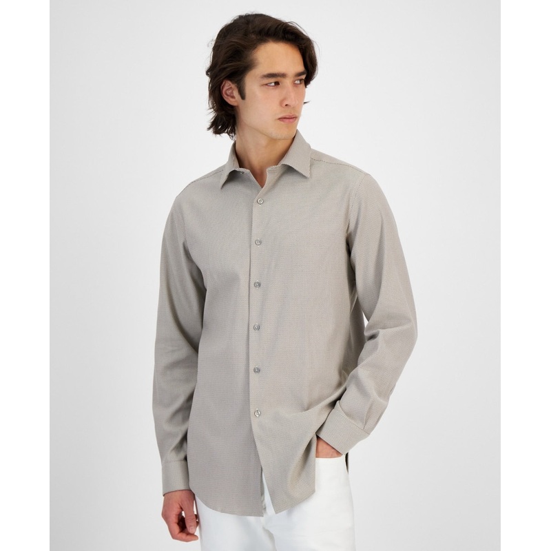 Alfani Men's Slim-Fit Dobby Dress Shirt 17 17.5 36 / 37 XL Tan