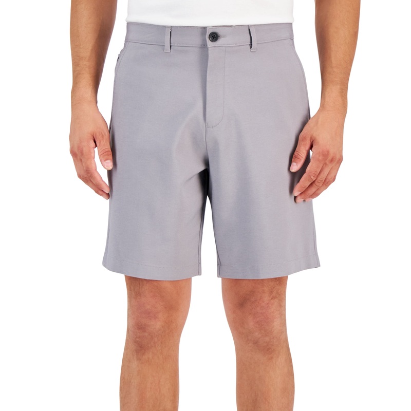 Alfani Mens Regular fit Casual Tech Shorts 33 / 9 Light Grey Solid