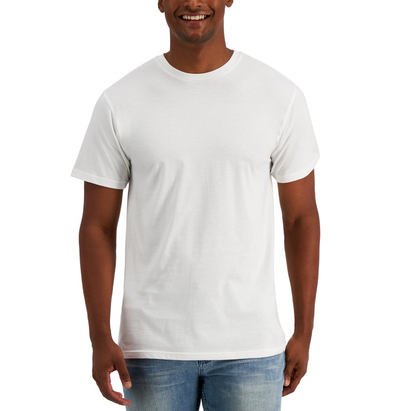 Alfani Mens Regular fit Short Sleeve Crewneck T-Shirt Shirt Medium White Solid