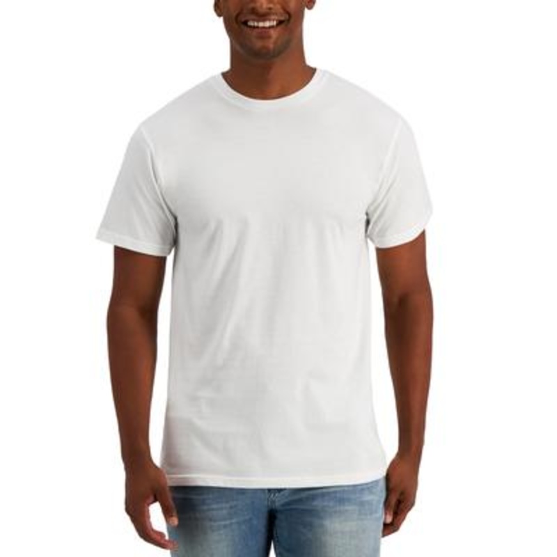 Alfani Mens Regular fit Short Sleeve Crewneck T-Shirt Shirt Small White Solid