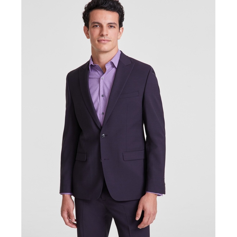 Bar Iii Mens Slim fit Suit Jacket Blazer 40 L Red Solid