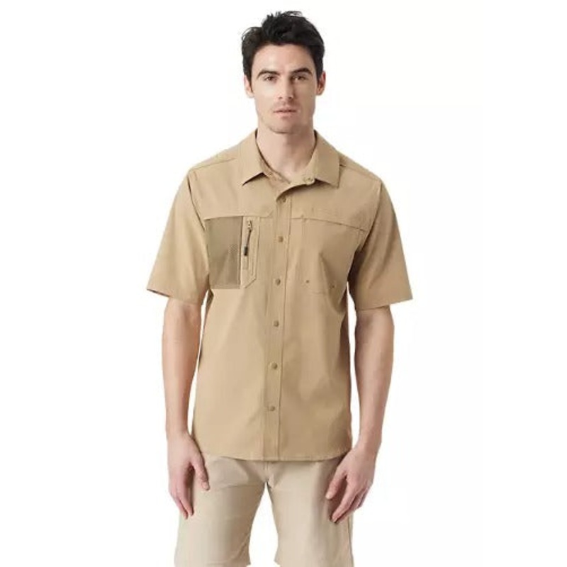 BASS OUTDOOR Mens Explorer Short Sleeve Button Shirt XL Brown