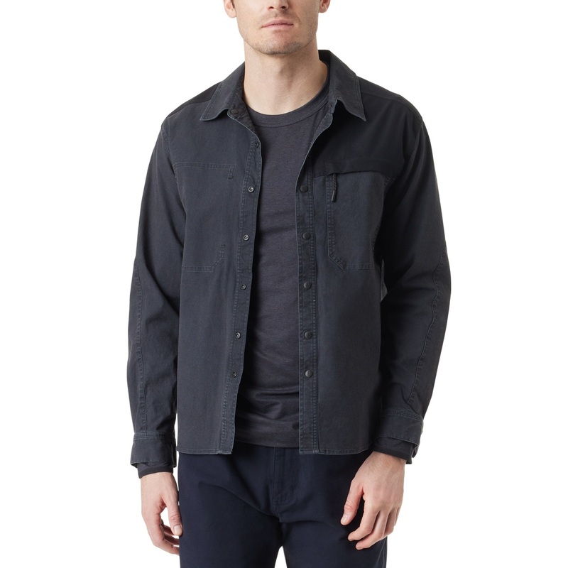 Bass Outdoor Mens Regular fit Full Snap Shacket Coat Large Black Solid